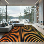 Sunset Orange Yellow Vertical Stripes Rug