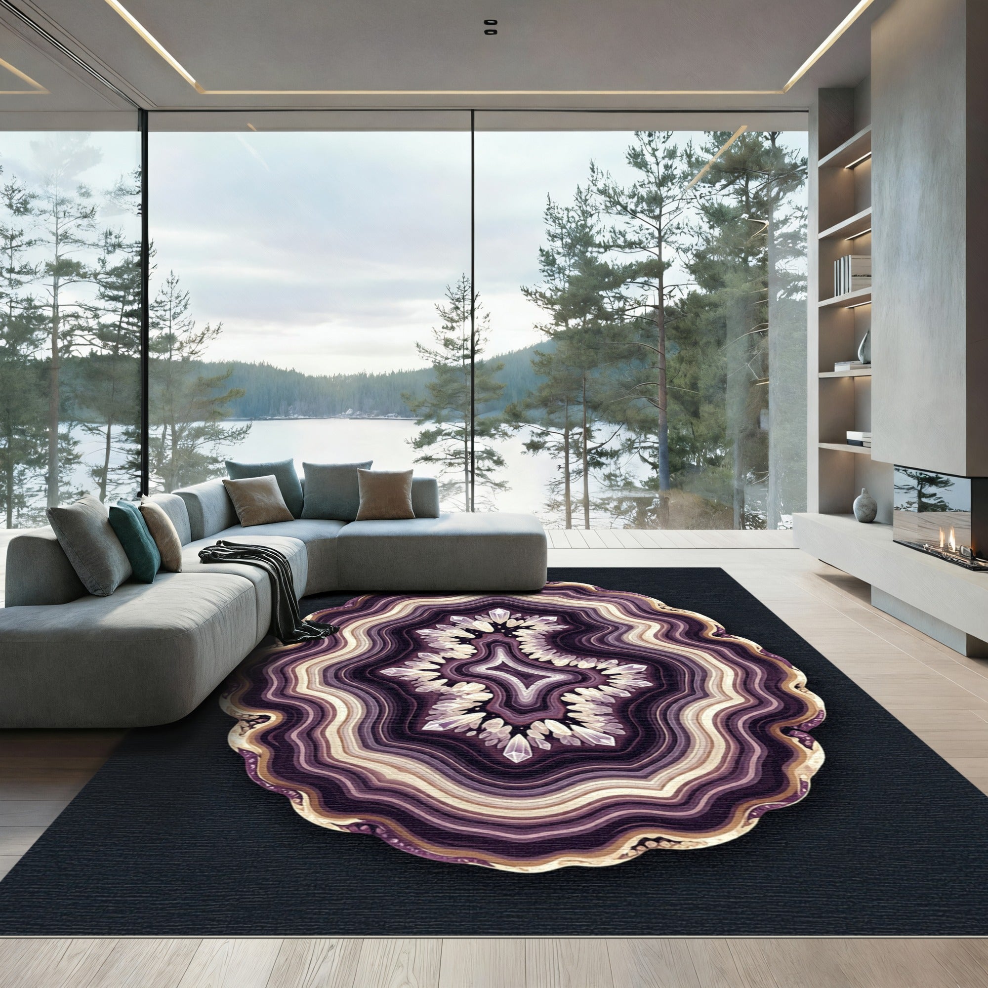 Deep Purple Agate Crystal Splendor Rug