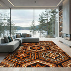 Amber Geometric Hexagon Earthy Tile Rug