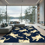 Cream Striped Kittens Chasing Fish Rug