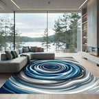 Dynamic Blue Grey Spiral Flow Rug