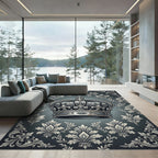 Royal Silver Crown Damask Scroll Rug
