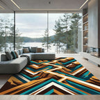 Abstract Canyon Terracotta Teal Geometric Rug