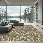 Antique Beige Raised Damask Scroll Rug
