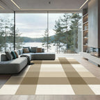 Neutral Plaid Gingham Checkered Rug