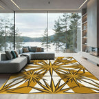 Golden Celestial Geometric Starburst Rug