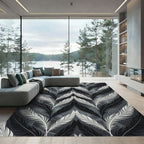 Monochrome Feather Chevron Arrangement Rug