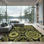Olive Green Floral Star Octagon Rug