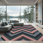 Modern Dusty Rose Slate Chevron Zigzag Rug