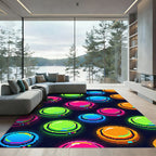 Neon Pixel Glow Button Grid Rug