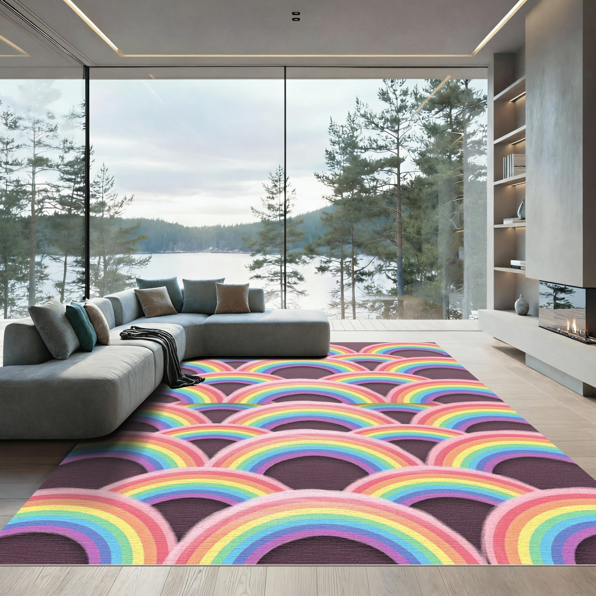 Pastel Rainbow Arches Pattern Rug