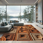Terracotta Arched Shadow Geometric Tile Rug