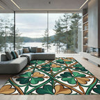 Celtic Clover Geometric Green Earthy Tile Rug
