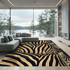 Bold Black Gold Zebra Stripe Rug