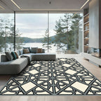 Gray Interlocking Geometric Lattice Rug