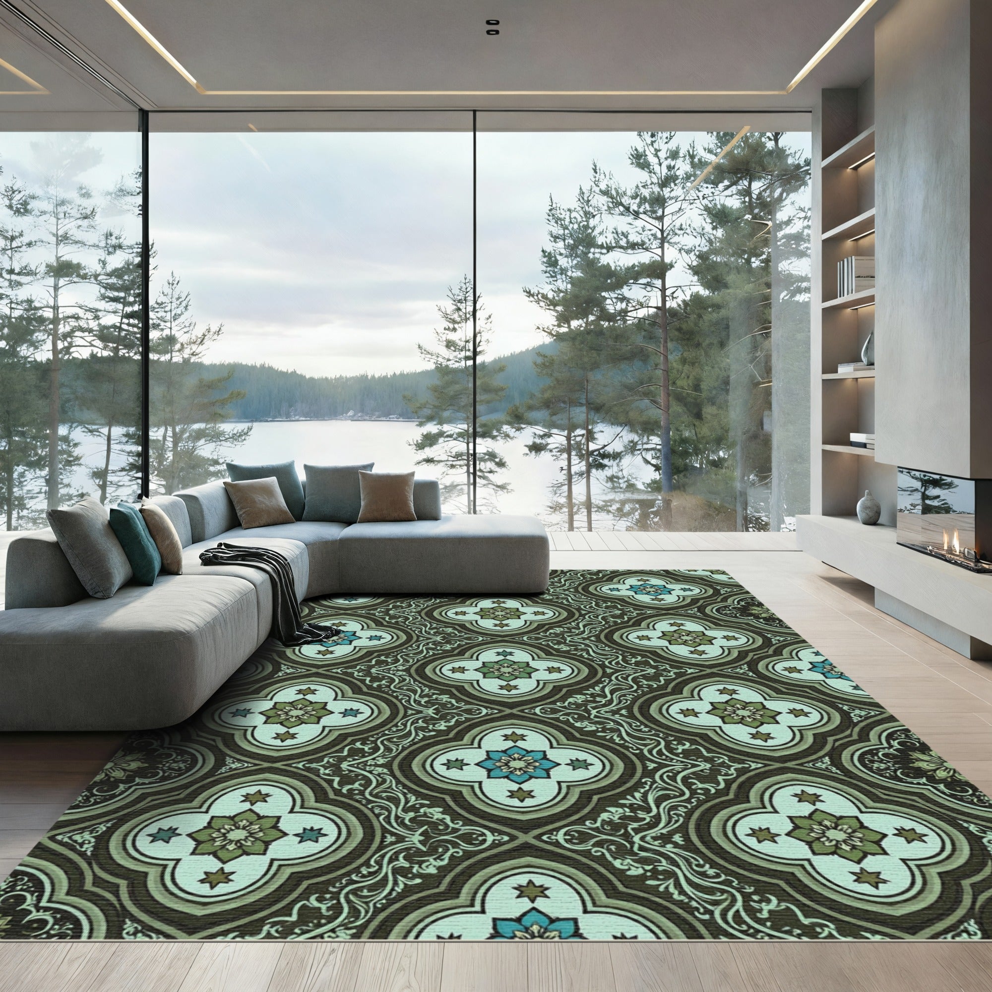 Earthy Tones Quatrefoil Medallion Rug