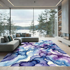 Amethyst Azure Fluid Ink Smear Rug