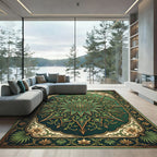 Emerald Ornate Starburst Floral Medallion Rug