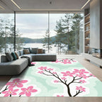 Soft Pink Blossom Branch Sky Rug