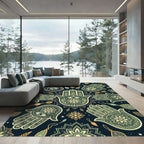 Sage Hamsa Hand Eye Mystical Tile Rug