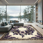 Victorian Purple Floral Wreath Ornate Rug