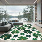 Elegant Golden Clover Leaf Shamrock Rug