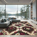 Framed Floral Hearts Vintage Arrangement Rug