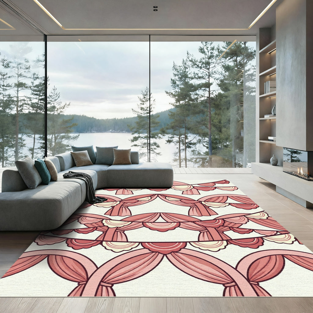 Soft Rose Draped Swag Curtain Backdrop Rug