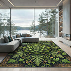 Ornate Verdant Botanical Rose Medallion Rug