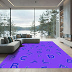 Blue Alphabet Scatter on Purple Rug