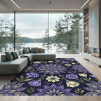 Deep Purple Floral Damask Medallion Rug