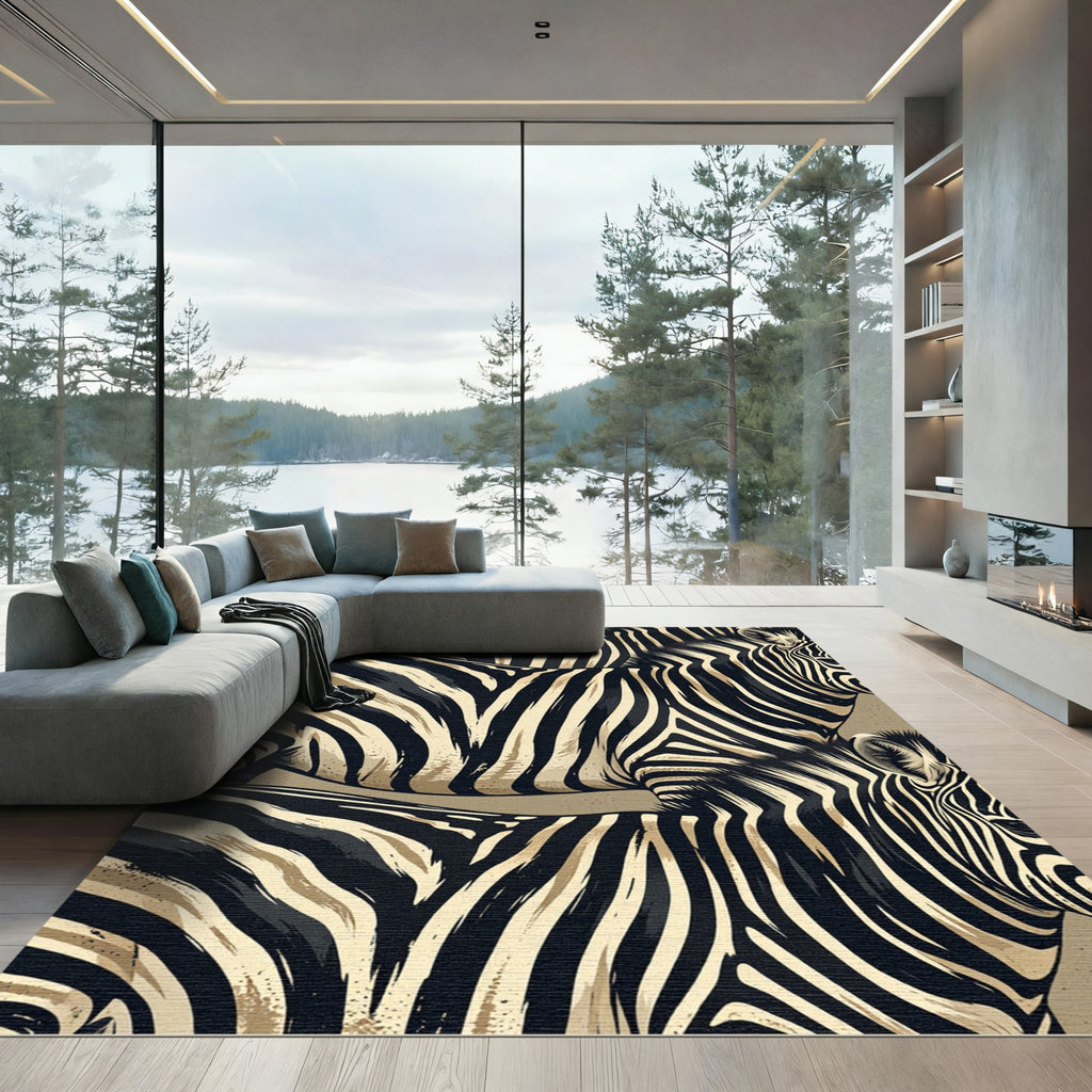 Bold Cream and Black Zebra Stripe Rug