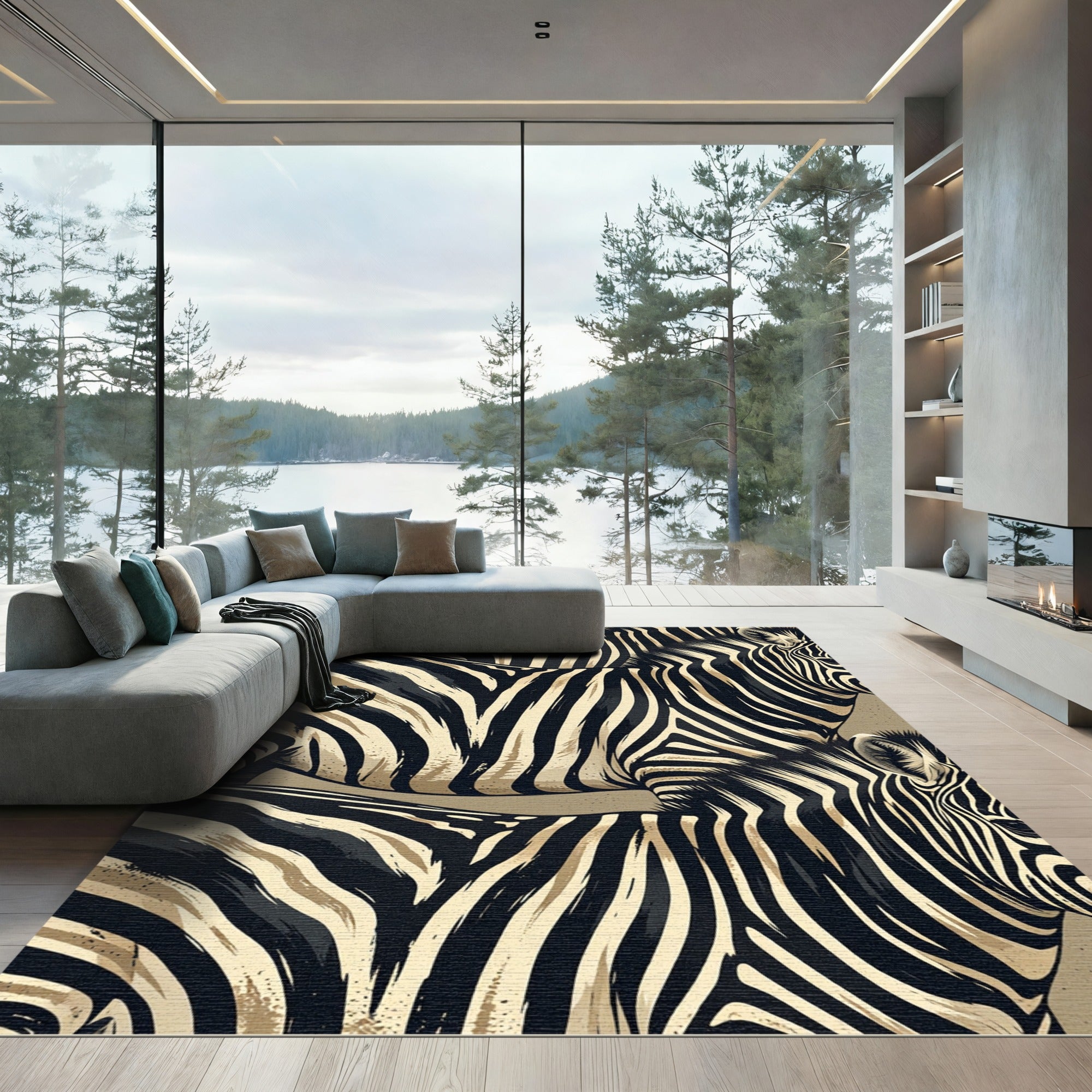 Bold Cream and Black Zebra Stripe Rug
