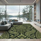 Ornate Gold Paisley Scrollwork Rug