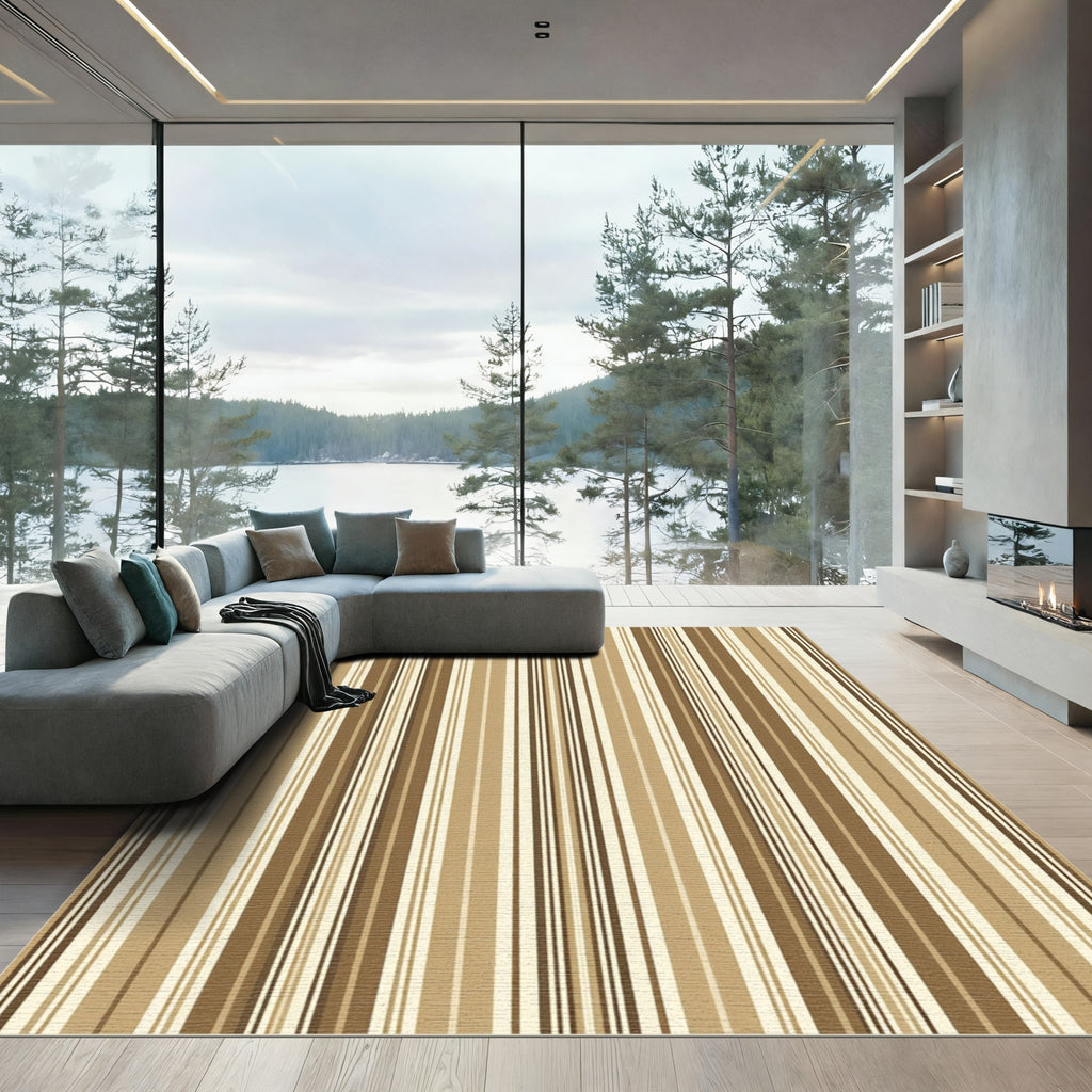 Earthy Tones Vertical Stripe Composition Rug