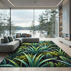 Dewy Forest Grass and Fern Foliage Rug
