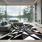 Monochromatic Sharp Geometric Abstract Art Rug