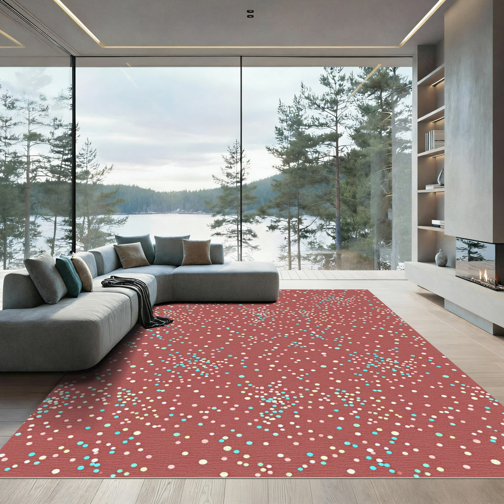 Terracotta Dots Scattered Confetti Arrangement Rug