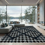 Monochromatic Houndstooth Geometric Overlay Rug