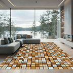 Cozy Tan Plaid Square Tile Rug