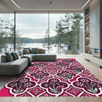 Deep Magenta Floral Quatrefoil Art Rug