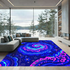 Vibrant Cyan Pink Swirls Abstract Rug