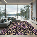 Ornate Lilac Floral Vine Scroll Rug