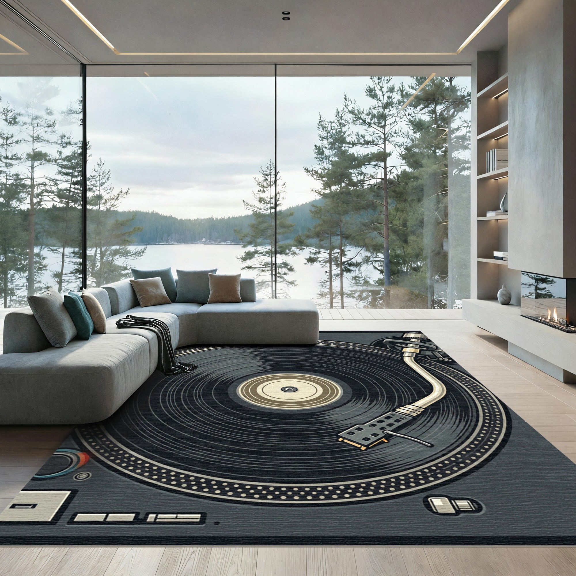 Retro Vinyl Turntable Minimalist Art Rug