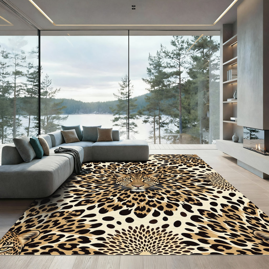 Bold Leopard Spots And Faces Rug