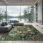 Emerald Teal Floral Medallion Rug