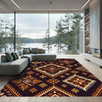 Earthy Amber Geometric Tribal Diamond Rug