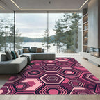Sophisticated Pink Geometric Hexagon Mosaic Rug
