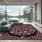 Rose Gold Floral Swirl Border Rug