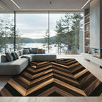 Modern Chevron Dark Walnut Wood Grain Rug